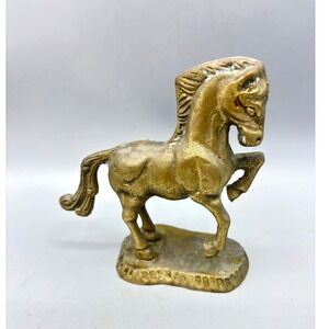 Vintage‎ Brass Horse Statue Figurine Metal Equestrian Decor Accent